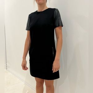 Club Monaco black dress with leather notes